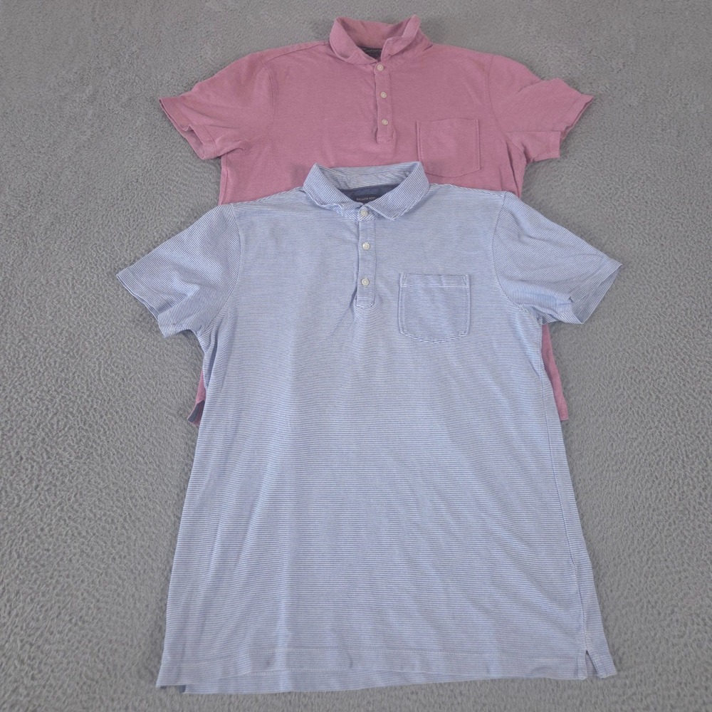 LOT OF 2 Banana Republic Polo Shirt‎ Mens L Birdseye Cotton Wicking Pique Pocket